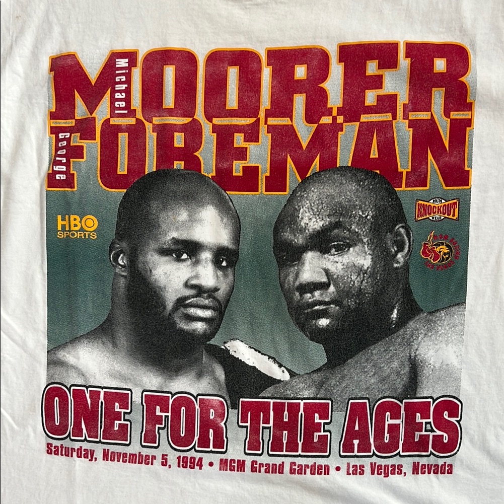 1994 Vintage Moore Vs Foreman One For The Ages Graphic Tee | Mgm Grand | Xl